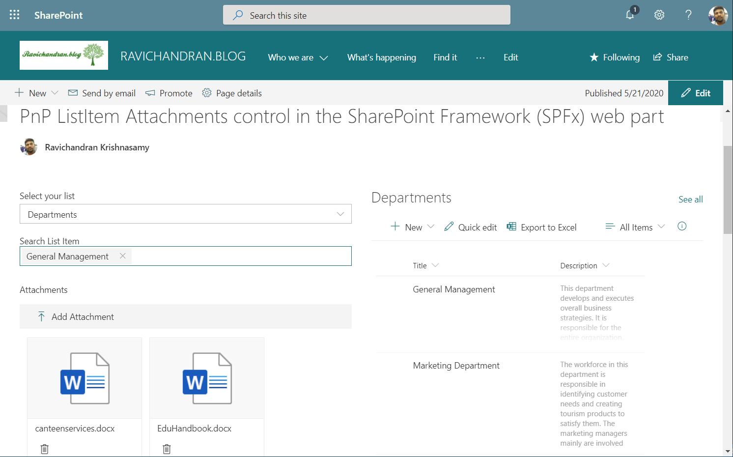 PnP ListItem Attachments Control in the SharePoint Framework (SPFx) Web Part