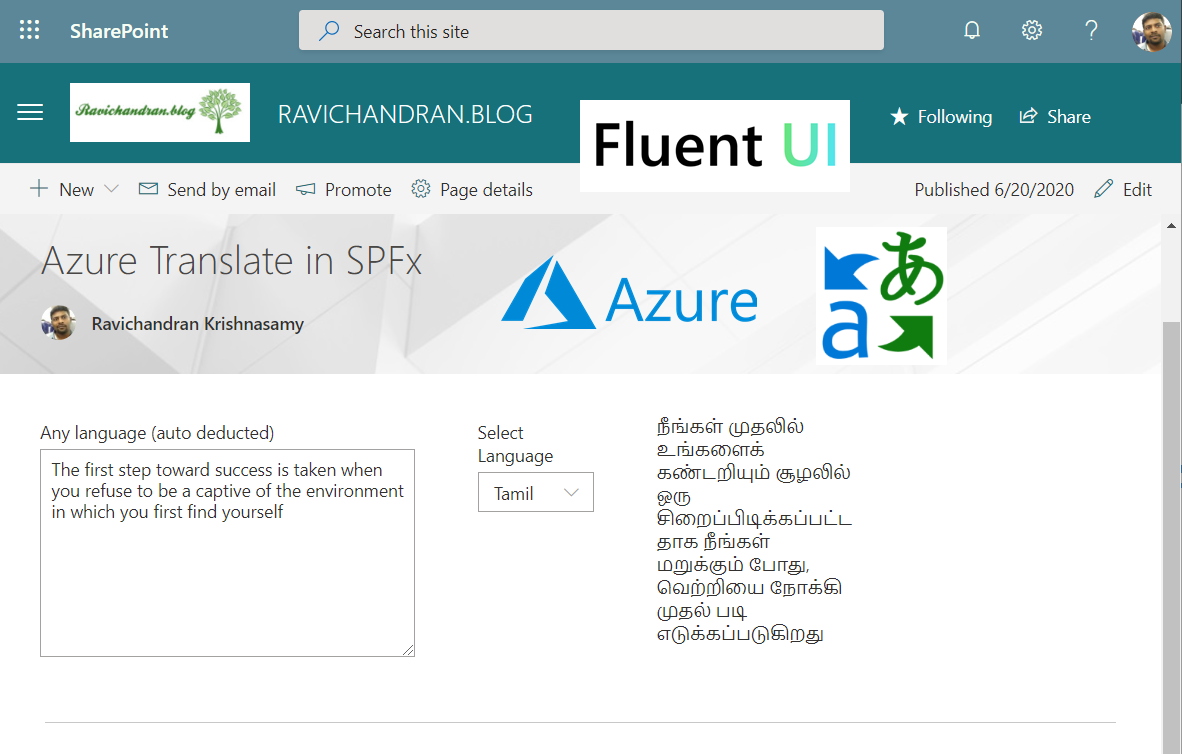 Azure Translator in SPFx