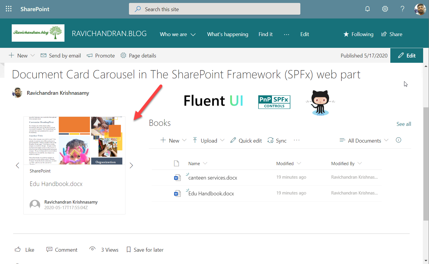 Document Card Carousel in the SharePoint Framework (SPFx) Web Part
