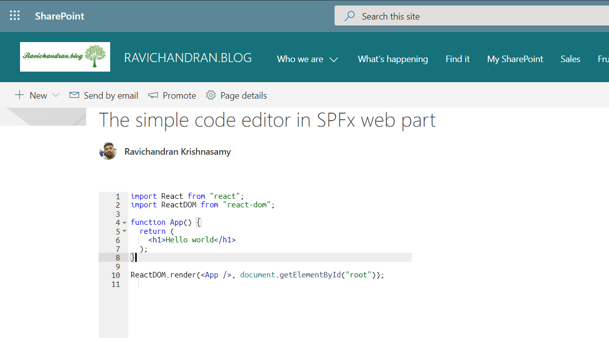 Simple Code Editor in SPFx Web Part