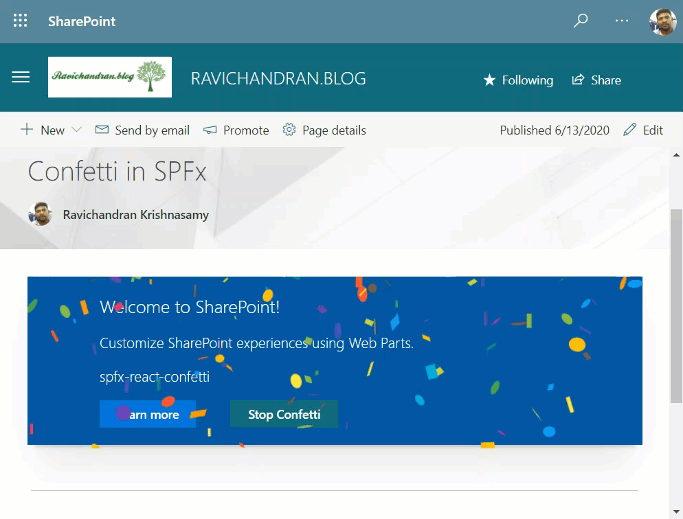 Confetti in SPFx