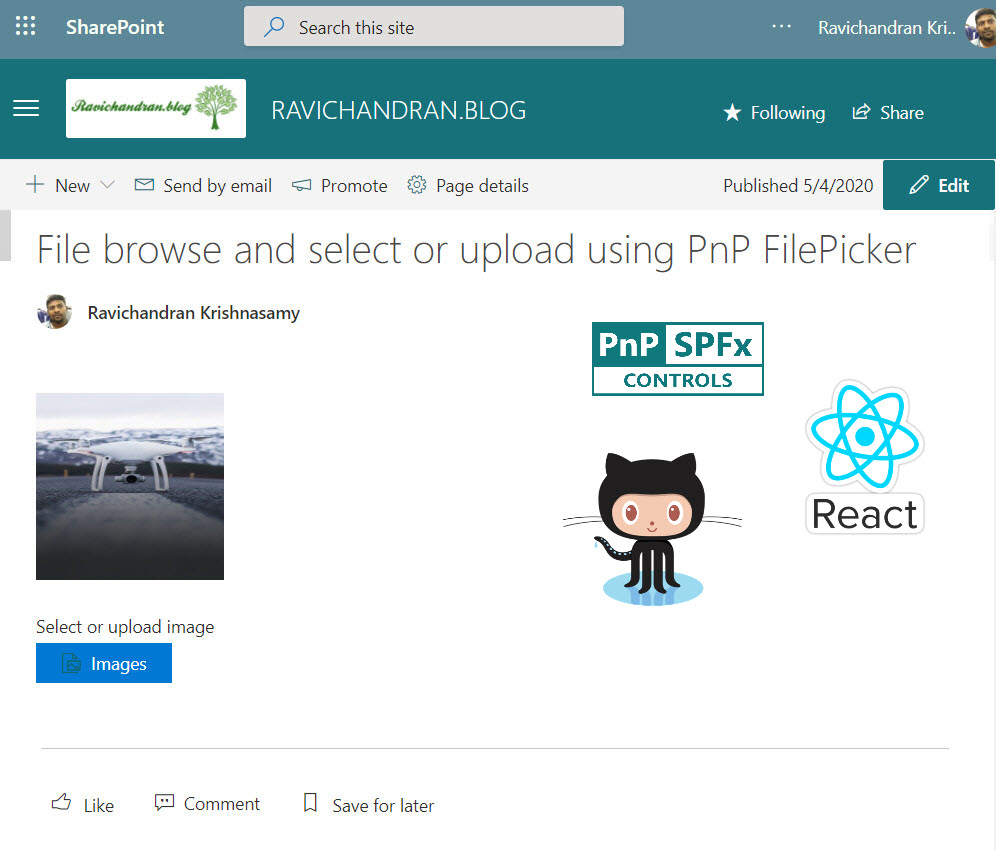 File browse and select or upload using PnP File Picker in the SharePoint Framework (SPFx) webpart