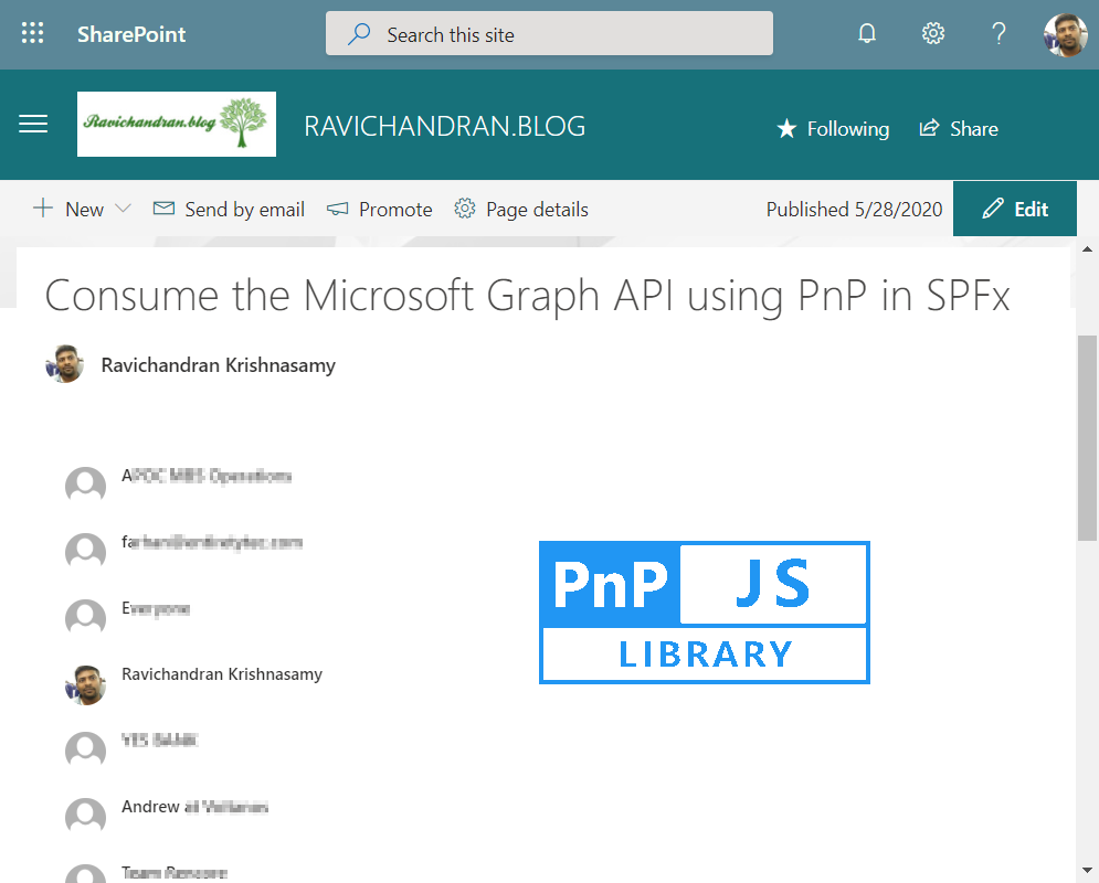 Consume the Microsoft Graph API using PnP in SPFx