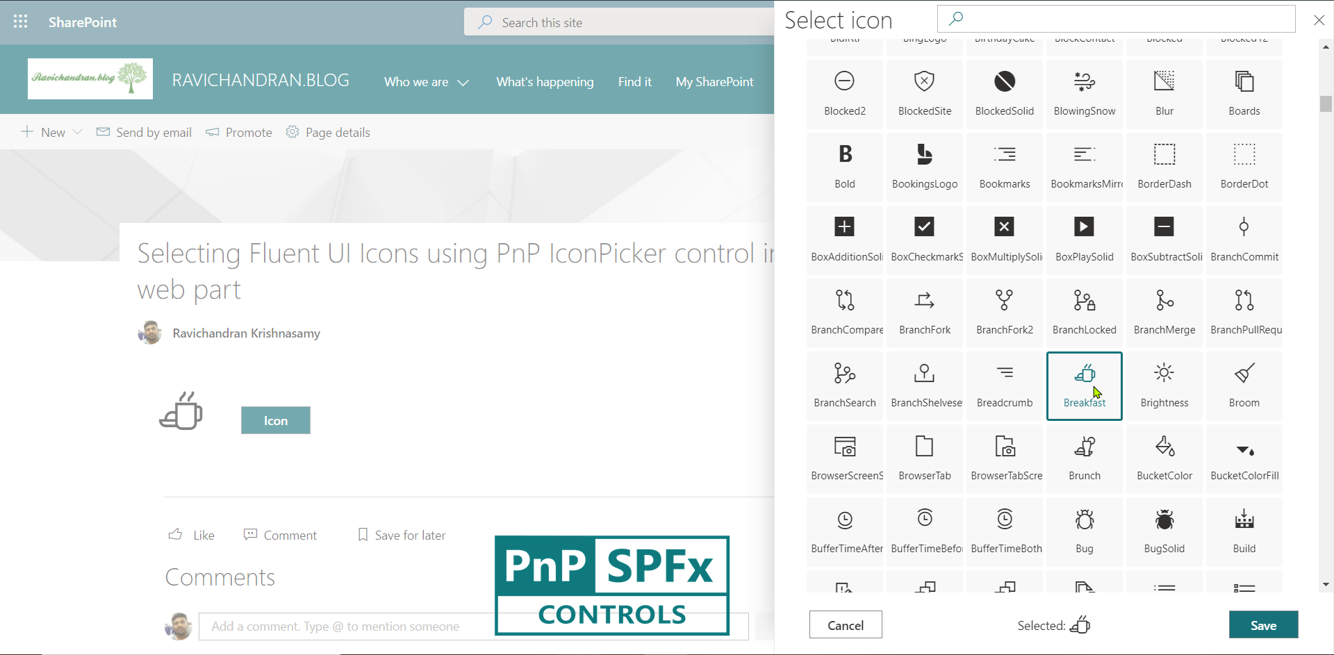 Selecting Fluent UI Icons using PnP IconPicker in SPFx