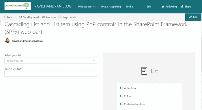 Cascading List and ListItem using PnP Controls in the SharePoint Framework (SPFx) webpart