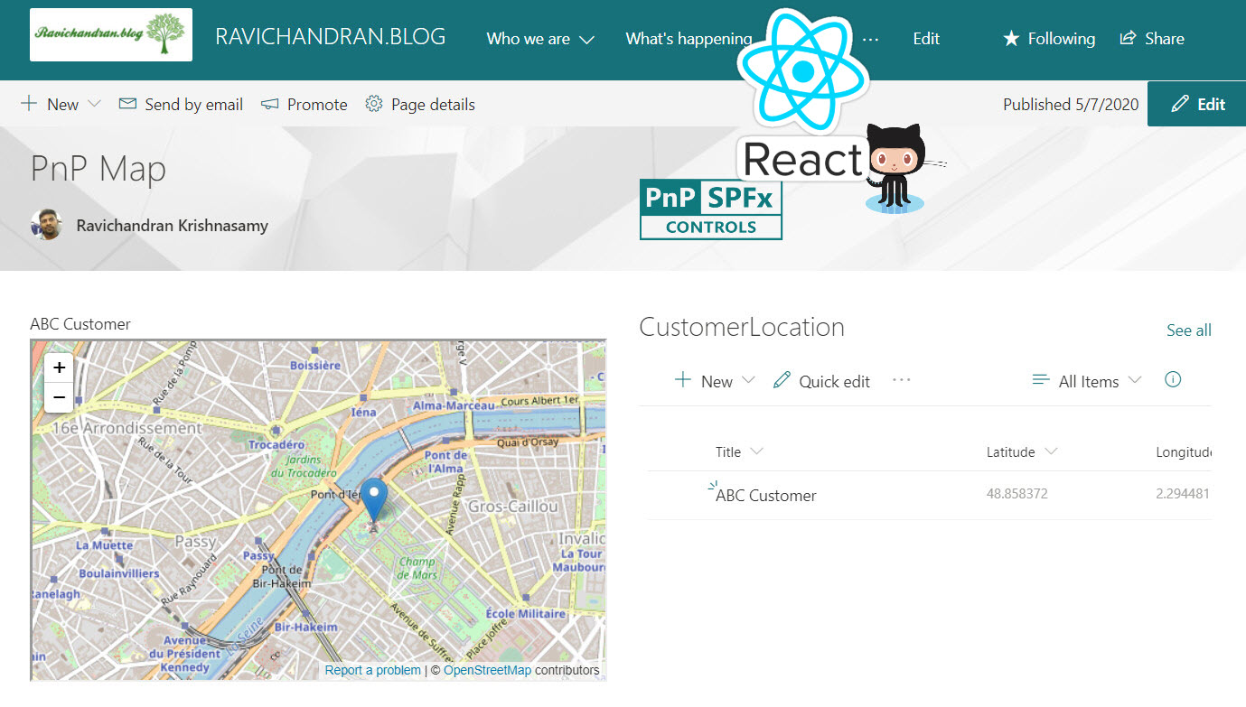 Create map with pins using PnP Map in the SharePoint Framework (SPFx) webpart