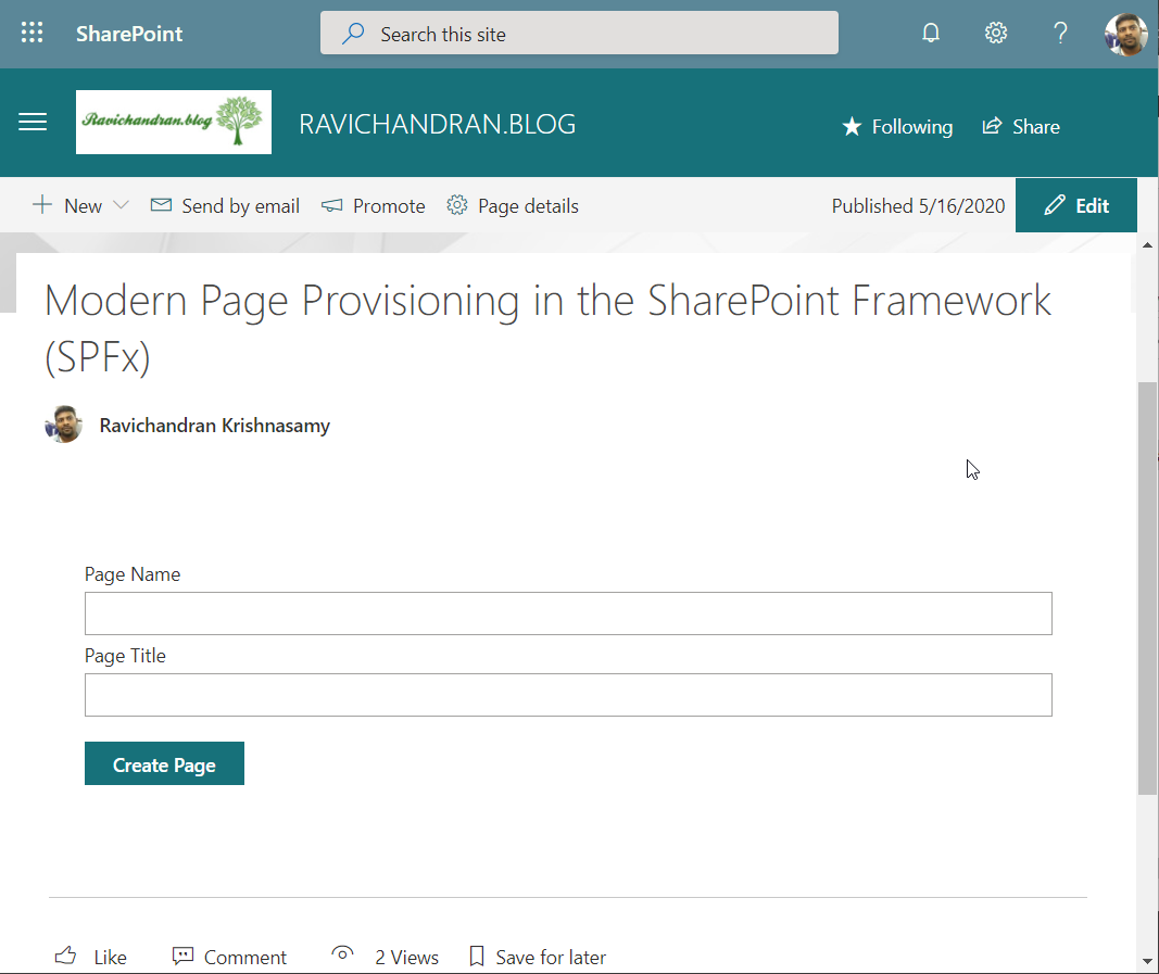 Modern Page Provisioning in the SharePoint Framework (SPFx)