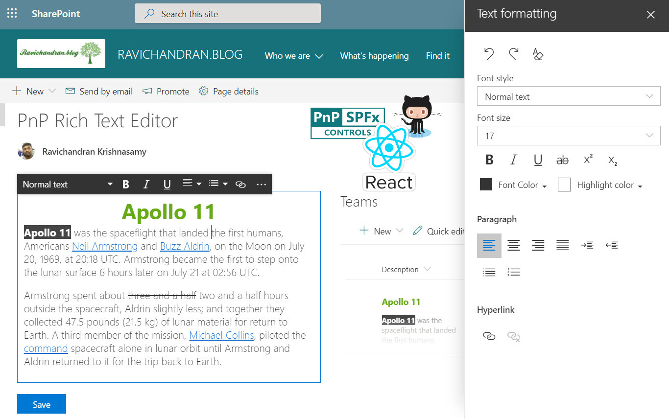 PnP Rich Text Editor in the SharePoint Framework (SPFx) webpart