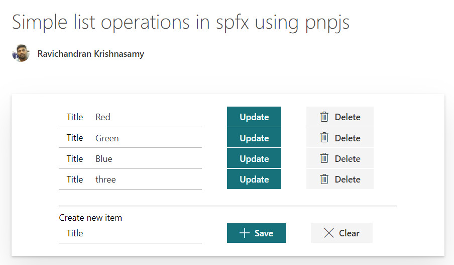 Simple list operations in SPFx using PnPjs