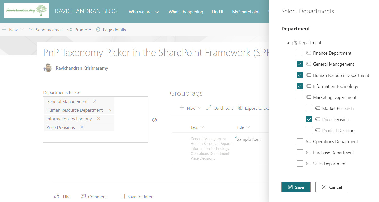 PnP Taxonomy Picker in the SharePoint Framework (SPFx) Web Part