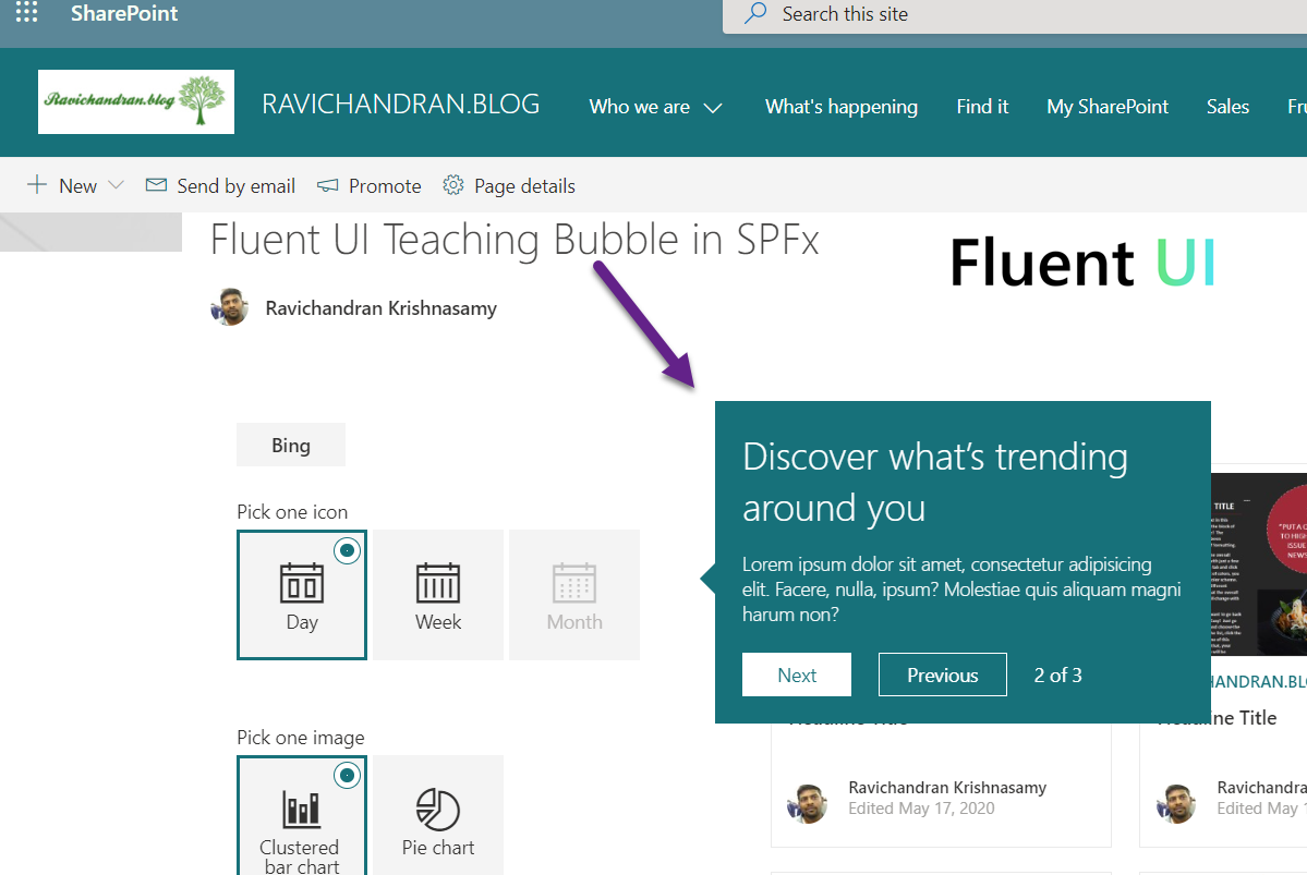 Fluent UI Teaching Bubble in SPFx